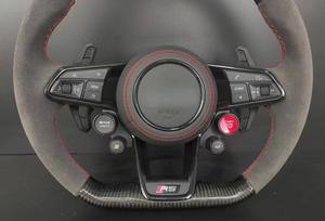 Cuero de Fibra de Carbono para Volante Personalizado con Costuras Rojas para <span class=keywords><strong>Audi</strong></span> A3/A4/A5/A6/S6/S8/<span class=keywords><strong>Q3</strong></span>/Q5/Q7/TT - Product Image 4