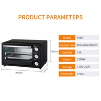 Four à pain miniature de 16 L avec fonction de convection et plateau de cuisson, boîtier en métal, 1200 W, électrique, pour la cuisson de gâteaux