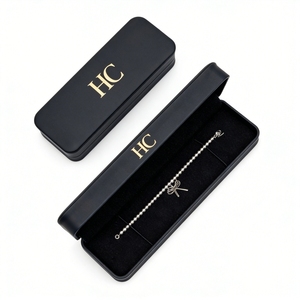 Boîte à bracelet personnalisée en cuir PU rigide avec plateau en velours, estampage à chaud, logo personnalisé, vente directe usine - Product Image 1