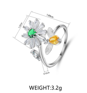 <span class=keywords><strong>Bague</strong></span> d'abeille en Zircon pour filles, anneau rotatif pour enfants, succion marguerite, amusant, pour l'anxiété - Product Image 2
