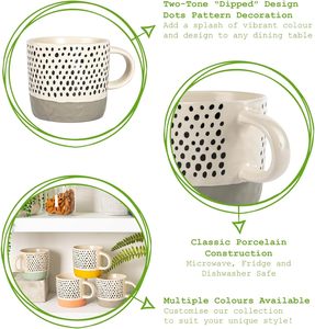 Ensemble de tasses à café en céramique Nicola Spring 385 ml, design à pois multicolores, passe au lave-vaisselle et au micro-ondes, pour boissons chaudes et thé - Product Image 2