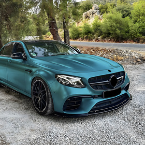 Mercedes-Benz E-Class W213 Front Bumper Lip Spoiler Piano Black Carbon Fiber Matte Finish Tuning Style AMP-Z - Product Image 1