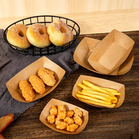 Boîte en papier kraft alimentaire non pliable, type barquette, à ouverture supérieure, pour snacks, barbecue, dîner, frites, nuggets de poulet grillés