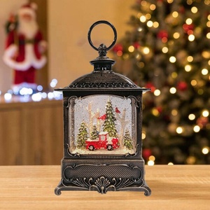 Produits 2020, décoration de Noël et de la maison, lanterne globe, scène de sapin de Noël, lumière LED scintillante, globe à neige rouge avec oiseau - Product Image 2