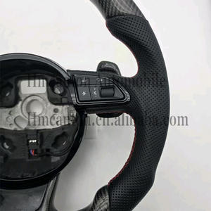 Nuevo Producto, Volante Deportivo de Cuero Perforado con Fibra de Carbono y Base Plana para <span class=keywords><strong>Audi</strong></span> A4 A4L A5 A6 A7 B8 - Product Image 3