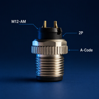 Connecteur mâle M12 à code A avec écrou moleté à verrouillage, montage sur panneau fileté, pour équipement d'automatisation – Vente directe usine