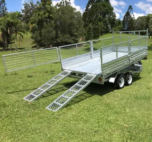 14X7 Platte Top Hydraulische Kipper Trailer Met Ramps