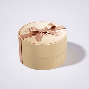 Emballage cadeau de bijoux personnalisé de luxe pour la Saint-Valentin, boîte à bijoux ronde faite à la main avec couvercle et base, avec nœud en ruban - Product Image 3