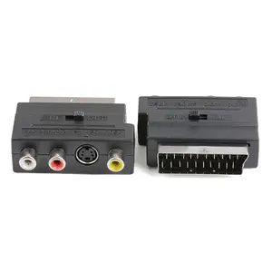 Adaptor AV TV SCART ke merah putih kuning 3 RCA PHONO AUDIO VIDEO 4 PIN S-VIDEO AV TV