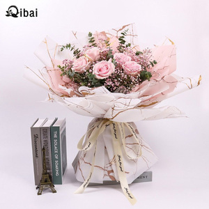 Qibai 20 hojas diseño de papel de arte Floral Brooke patrón de mármol impermeable Paquete de papel de regalo de flores mate para ramos - Product Image 2