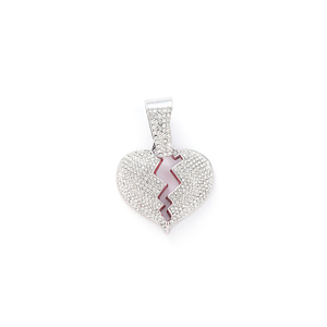 Colgante de Corazón Roto Estilo Hiphop, Aleación de Zinc, Chapado en Oro, Cadena de Cuerda con Circonitas, para Mujer, Hombre, Pareja, Compromiso, Uso Diario - Product Image 4