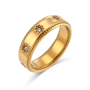 Stainless Steel Sun Pattern Zircon Inlaid Band <b>Ring</b> Vintage Textured Stackable <b>Statement</b> Finger <b>Ring</b> For Women Daily Jewelry - Product Image 1