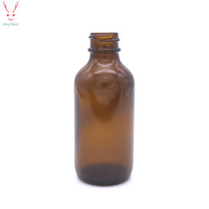 Flacone contagocce in vetro ambrato Boston Round da 2 once con tappo in bachelite nera - Product Image 2