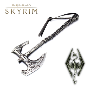 แผ่นเหล็กตีขึ้นรูปรูปตัว V Skyrim ขนาด17ซม. จอแสดงผล Battleaxe แบบจำลองพร้อมผลิตภัณฑ์หัตถกรรมโลหะแบบโบราณ - Product Image 1
