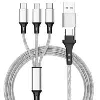 Cable de Carga y Datos Multiusos de Nailon 2 en 3, 2.8A, OEM/ODM de Fábrica, Cable de Carga Rápida USB para iPhone y Samsung