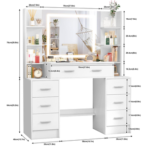 Modern Eco-Friendly <strong>Dressing</strong> <strong>Table</strong> with <strong>LED</strong> Mirror <strong>Light</strong> for Bedroom and Living Room - Product Image 1