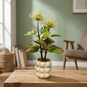 กระถางต้นไม้ประดิษฐ์รูปทรงหมอนดอกไม้สีเขียวมะนาว - Product Image 3