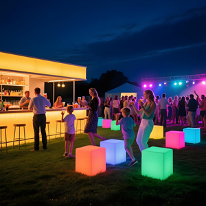 Sillas de exterior Led de energía Solar, Cubo de asiento, silla de barra de cubo LED recargable, muebles iluminados de plástico para hoteles al aire libre, bares para el hogar - Product Image 2