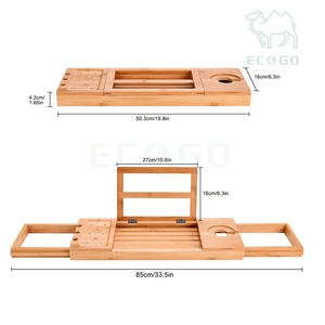 Bandeja de bañera de bambú clásica Bandeja de bañera de lujo ajustable con Brazos extensibles - Product Image 4