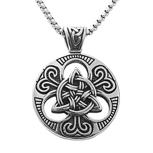 Collar con Colgante de Flor Irlandesa de Acero Inoxidable para Hombre, Joyería con Diseño Geométrico, Regalo 19090 - Product Image 3