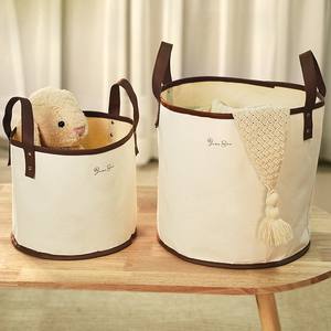 Panier de rangement pliable Joan Ben en toile, rond, taille moyenne et grande, pour jouets, vêtements, linge, organisateur, style minimaliste japonais - Product Image 1