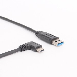 สายดาต้า USB3.0 แบบ A Male to Type C หัวงอขวา สำหรับโทรศัพท์มือถือ ชาร์จเร็ว สายทองแดงบริสุทธิ์ หุ้มฉนวน PVC สายข้อศอก - Product Image 1