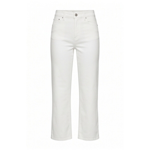 Jeans de Mezclilla Blancos de Cintura Alta y Pierna Recta, Largo al Tobillo, Corte Regular, Pantalones Casuales de Verano de Algodón - Product Image 1