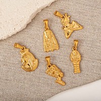 Breloques Vintage, Bijoux Mystiques Anciens, Pendentif Pharaon en Acier Inoxydable Plaqué Or 18K, Breloques Carte d'Afrique Pharaon Égyptien