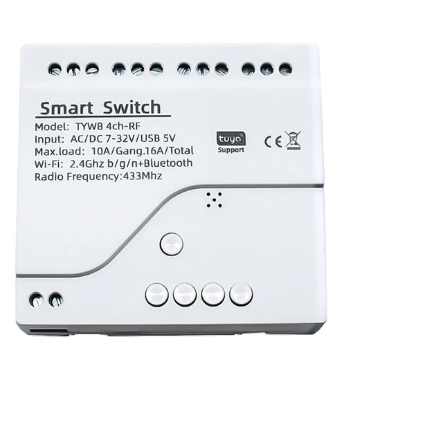 4CH Wifi Smart Home Motor Controller,DC 12V 24V 32V 220V RF433 Remote,4 Channel Relay Switch for Alice Alexa,Tuya Smart Life