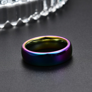 Tungsten Carbide <b>Ring</b> 6mm Rainbow Color <b>Plain</b> Band Unisex Engagement Jewelry - Product Image 4