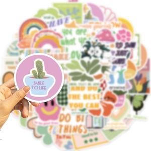 50pcs Pink Green Encouragement <strong>Preppy</strong> Inspirational <strong>Stickers</strong>,Motivational Aesthetic <strong>Stickers</strong>,Vinyl Waterproof - Product Image 4