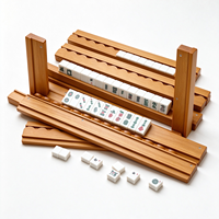 JOYLINK Poussoir de Mahjong en Bois Personnalisé, Classique, Luxueux, Durable, Multicolore, 17,5-20 Pouces, Bords Droits et Courbes, Lot de 4 pour Table