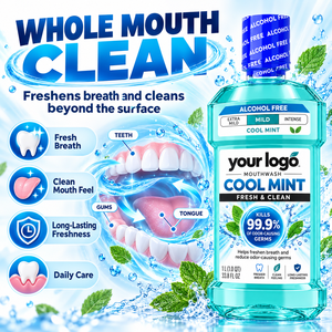 Bain de bouche à la menthe rafraîchissante, formule sans alcool, best-seller, pour une haleine fraîche, un nettoyage en profondeur et l'élimination des odeurs buccales, fraîcheur toute la journée - Product Image 2