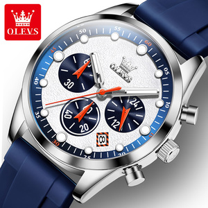 Montres pour hommes Olevs 5602, chronographe sport décontracté, montre-bracelet, grand cadran, aiguilles lumineuses, montres à quartz - Product Image 5