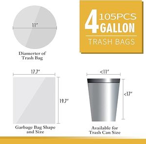 Huamaohengchun105 Count Small Trash Bags, 4 Gallon Garbage Can Liners - Unscented Wastebasket Trash Bags(15 Liter) - Product Image 2