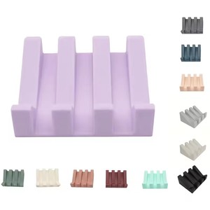 Jabonera y dispensador de silicona portátil, caja de jabón de drenaje inclinable para baño, cocina, estante de almacenamiento de esponja para uso urinario de viaje - Product Image 5