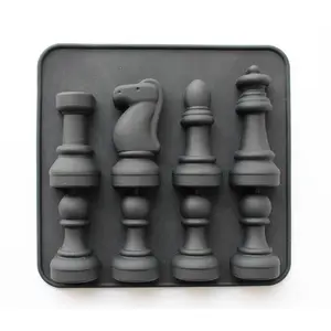 مجموعة من 2 قطعة مخصصة شعار الطباعة سيليكون الشطرنج الجليد صواني مكعبة