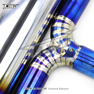 Système d'échappement Boska Performance Valvetronic pour BMW X6 F16 M40i 3.0T 2015-2019, silencieux en titane Catback avec embouts bleus - Product Image 4