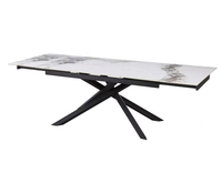 Ensemble de table à manger en pierre frittée avec pieds en métal croisés robustes, style moderne et écologique, 6-8 places, pliable