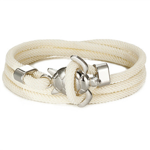 Anchor Wrap <b>Bracelets</b> Hemp <b>Rope</b> Silver Plated Unisex Casual Sporty Gift <b>Bracelets</b> in Black Gray Brown Red Blue Navy - Product Image 2