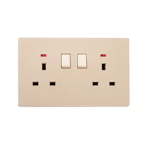 New electric light switches sockets 2 gang 13A switched socket with indicator