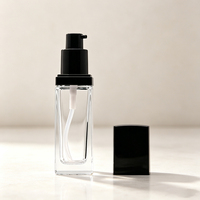 Botol Pompa Kaca Persegi Mewah Grosir 30ml Wadah Foundation Cair Kosong untuk Desain Merek Kosmetik Premium