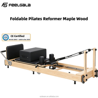Reformer de Pilates pliable en bois d'érable, réglable et multifonctionnel, pour la maison et le studio, avec 6 ressorts