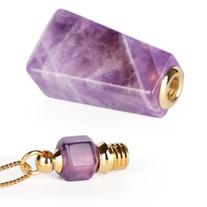 Mặt Dây Chuyền Chai Nước Hoa Hình Thang Thạch Anh Tím Pha Lê Bán Sỉ Mặt Dây Chuyền Đá Quý Quyến Rũ Để Làm Đồ Trang Sức Thủ Công - Product Image 4