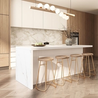 Armoires de rangement de cuisine Armoire murale de cuisine en laque blanche Armoire de cuisine en bois massif avec îlot