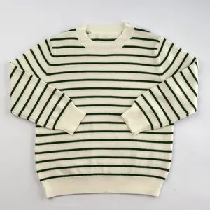 Custom New Arrivals newborn Knitted Design Clothing Pullover Striped organic cotton knitted baby sweater