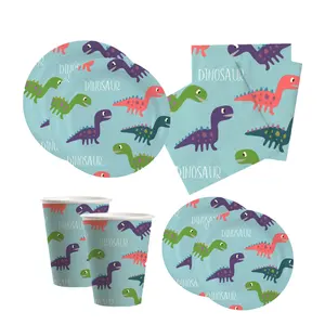 Lot d'assiettes et serviettes de table thème <span class=keywords><strong>dinosaure</strong></span>, pour fête d'<span class=keywords><strong>anniversaire</strong></span>, service, vaisselle pour enfants - Product Image 1