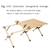 Vente en gros personnalisée Table enroulable en bois de hêtre pliable et portable pour l'extérieur Table de camping pliante pour pique-nique et voyage