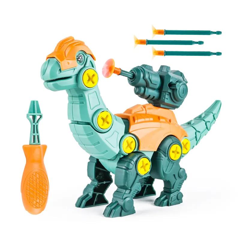 Conjunto diy brachiosauro rex, dinossauro, pistola de bala macia, diy, brinquedos educativos para crianças