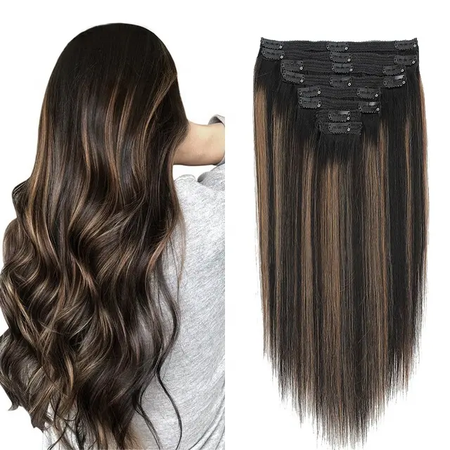 Wholesale Straight Clip In Extensions Human Hair Brazilian Hairpiece Remy Clip in Hair Extension for For White Woman